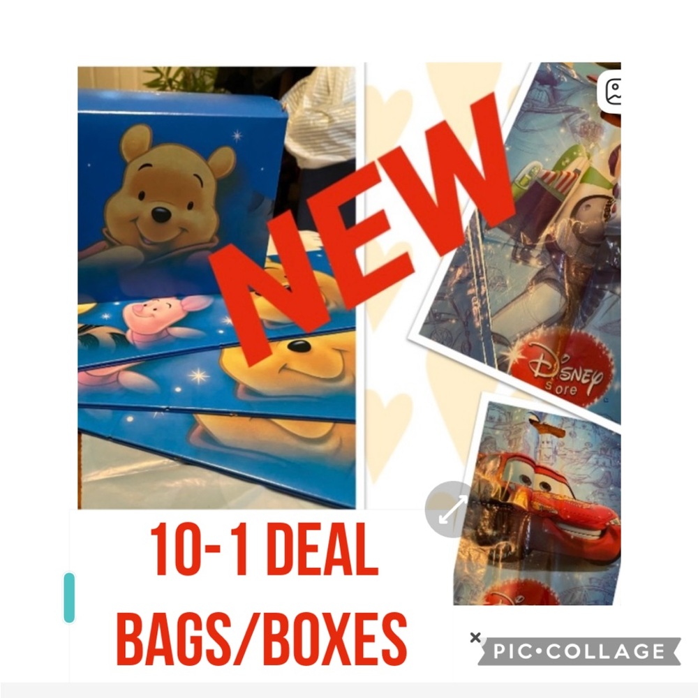 15-1 Deal- Disney Store Shopping Bags/ Winnie Pooh Boxes